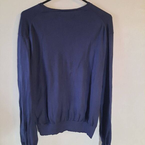 Polo Ralph Lauren Pima Cotton V Neck Blue Sweater Red Pony - Picture 4 of 4